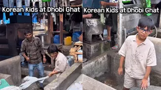 Korean Kid Washes Clothes At Mumbai's Iconic Dhobi Ghat | Viral Video