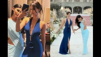 Disha Patani And Mouni Roy Bring Blue-Hued Glam To Nupur Sanon's Cocktail Night