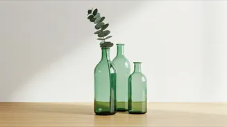 Transform Empty Desks Easily Using Jade Green Glass Bottles