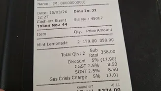 Bengaluru Cafe Charges 5 Pc ‘Gas Crisis Charge’ On Lemonade Amid LPG Shortage! Viral