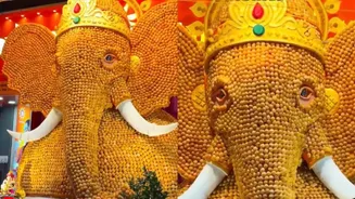 21,000 Pani Puris Turned Into A 13-Ft Lord Ganesha Idol In Pune | WATCH Viral Video