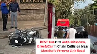 Mumbai: BEST Bus Rams Auto Rickshaw, Other Vehicles Near Versova Link Road; No Injuries Reported - VIDEO