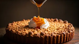 Upgrade Apple Crumbles Drizzling Pure Maple Syrup On Rolled Oats