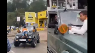 Man Drives Gypsy With E-rickshaw Driver On Bonnet For 15 Minutes In UP’s Rampur | Video