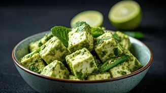 Fitness Influencers Trend High Protein Savory Green Mint Paneer Dish