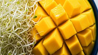 Mix Raw Mango And Sprouts For The Raw Summer Bowl