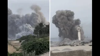 US Strikes Pound Iran's Chabahar Port, Watchtower Hit As Massive Smoke Plumes Fill The Sky | Video