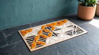 Create Eco Friendly Doorstep Decor Easily Using Fresh Marigold Petals And Rice Flour