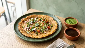 Street-Style Moong Chilla: Starts With Soaked Green Gram Ground Into A Smooth Batter