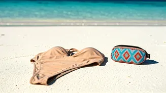 Masaba Gupta's Chic Maldives Style: Nude Swimsuit and a Playful Batua Accessory