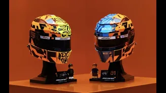 McLaren e LEGO lançam capacetes de Norris e Piastri para celebrar o 1000º GP de Fórmula 1 da equipe