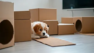 Turn Cardboard Boxes Into Interactive Indoor Sensory Puppy Tracks