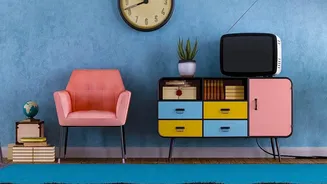 Using Retro Prints And Patterns Can Bring Character To A Plain Accent Wall