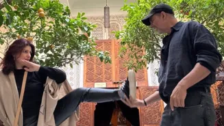 On her birthday, Akshay Kumar was playfully 'kicked' by his wife Twinkle Khanna, who remarked, "You still hit me harder than any stunt."