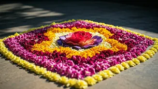 Save The Planet With Beautiful Temple Flower Zero-Waste Rangolis