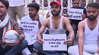 Lucknow University Students Protest Fee Hike; Hold Plates With Coins To Highlight Economic Burdens