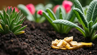 Give Flowering Plants Potassium Boost Spreading Crushing Banana Peels