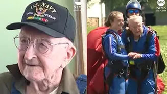 Aos 105 anos, idoso realiza o sonho de pular de paraquedas:'Eu consigo'