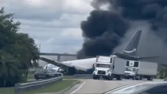 Amazon cargo plane crashes at Miami airport, 5 killed; huge smoke plume seen