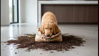 A Curious Puppy Can Turn Potting Mix Into A Household Risk
