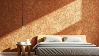 Textured Terracotta Accent Walls Are Replacing Flat Bedroom Wallpaper