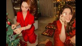 Tamannaah Bhatia Serves Effortless Holiday Glam In Red Satin