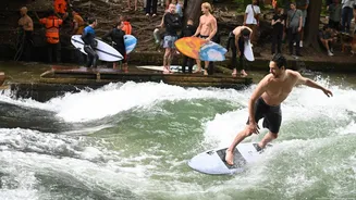 Surfistas celebram volta da "onda de Munique"