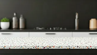 Recycled Terrazzo Surfaces Add Unique Artistic Color Blends To Kitchens