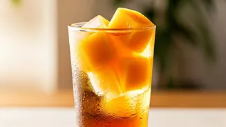 Make Delicious Iced Tea Layering Frozen Sweet Mango Puree Cubes