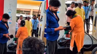 Man Brings Tank Without Bike To Fill And Store Petrol At Pump Amid Fuel Shortage; Ignores Cop Criticising Him