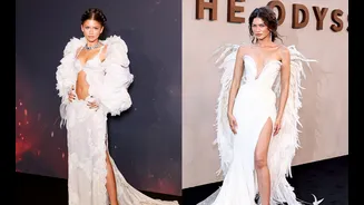 Zendaya viraliza com looks inspirados em deusa grega na turnê de “A Odisseia”