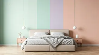 Ditch Boring Beige Walls For Pastel Color-Blocked Statement Bedrooms