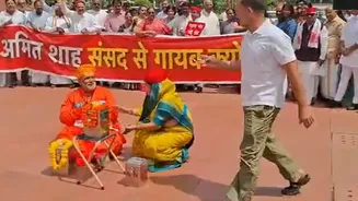WATCH: Rahul Gandhi, Pappu Yadav Stage 'Ram Temple Donation Theft' Skit Inside Parliament Premises