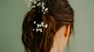Small Blooms Can Give A Ponytail A Subtle Festive Finish