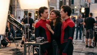 Couples from Hollywood who found romance while filming: Featuring Tom Holland and Zendaya, along with Jennifer Lopez and Ben Affleck.