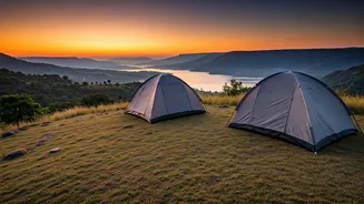 Set Up Low Footprint Camp Tents Facing Bhandardara Views