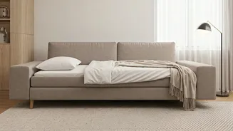 Convertible Sofas Upgrade Standard Bedrooms Into Elegant Guest Entertaining Zones