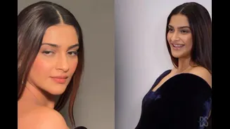 Pregnant Sonam Kapoor Glows In Velvet Blue Scooped Neck Gown At Mumbai Event