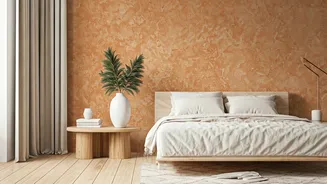 Modern Bedrooms Swap Wallpaper For Textured Natural Terracotta Coating