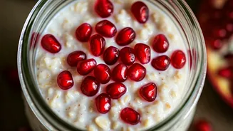 Mix Tangy Pomegranate Pearls Into Creamy Overnight Oats For Breakfast
