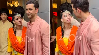 Hrithik Roshan-Saba Azad Spotted In Stylish Traditional Outfits For Cousin Eshaan's Mehendi Function - WATCH