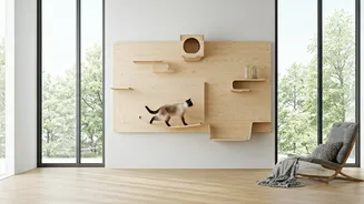 Stylish cat walls replace bulky trees