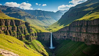 Lesotho Serves Mountain Views And Falling Water