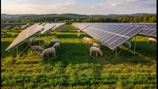 Solar Panels Provide Shade While Grazing Keeps Vegetation From Growing Too High