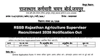 RSSB Rajasthan Agriculture Supervisor Recruitment 2026: Notification For 1,100 Vacancies Out; Check Application Fees & Other Details Here
