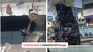 Shocking! Rickshaw Debris Pulled Out Of Sewage During BMC's Desilting Drive; Video Goes Viral - WATCH