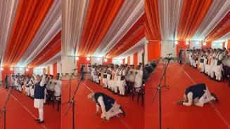 PM Modi Kneels On Stage, Bows Before People Of Bengal | WATCH