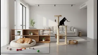 One Flexible Room Can Still Offer Separate Pet Activities Through Placement