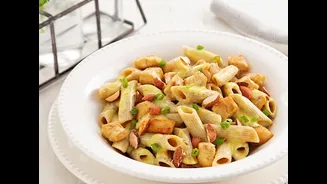 Penne indiano cremoso com frango ao curry