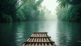 Rainy Backwaters Feel Different On Bamboo Rafts